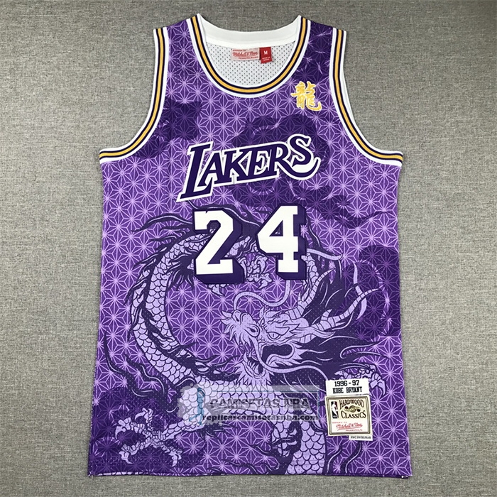 Camiseta Los Angeles Lakers Kobe Bryant NO 24 Asian Heritage Throwback 1996-97 Violeta
